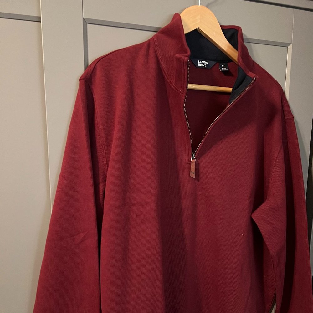 Men's Land's End XL Maroon Quarter Zip (never worn)